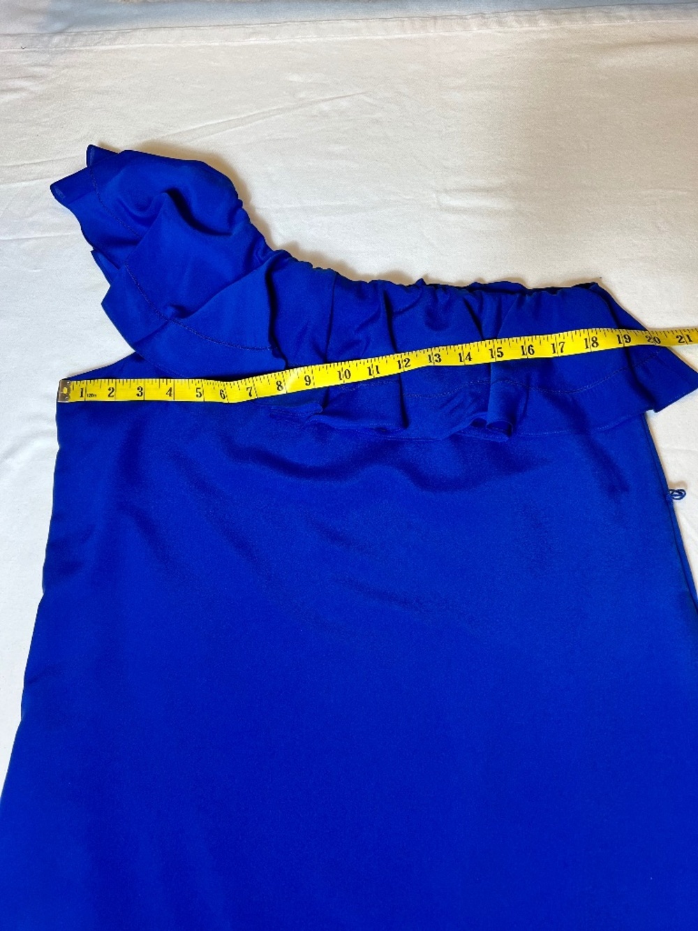 NWOT - Banana Republic Royal Blue One-Shoulder Maxi Ruffled Dress - Picture 7 of 11